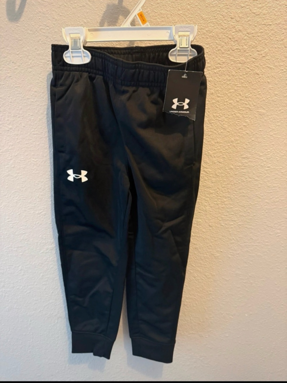 Under Armour Kids Black Jogger Pants with White Logo
